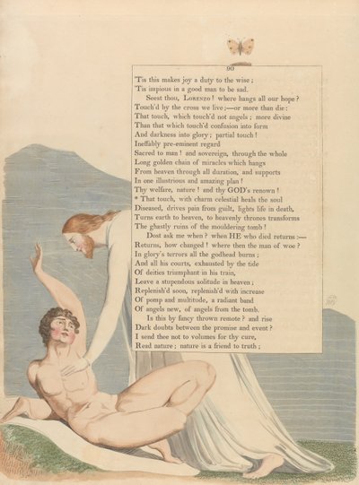 Youngs Night Thoughts, Pagina 90, Die aanraking, met hemelse charme geneest de ziel door William Blake